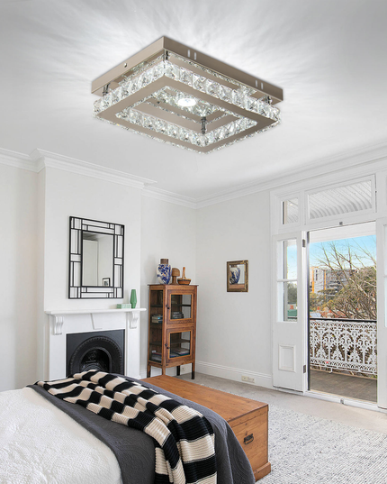 Luxury LED Single Rectangular Crystal Ceiling Light