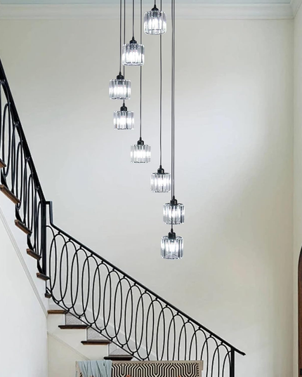 Lange spiralförmige Kristall-Pendelleuchte