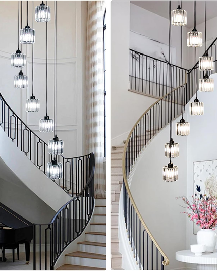 Lange spiralförmige Kristall-Pendelleuchte