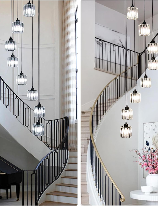 Lange spiralförmige Kristall-Pendelleuchte