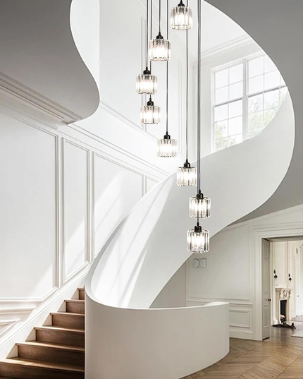 Lange spiralförmige Kristall-Pendelleuchte