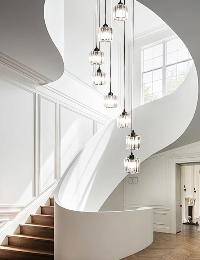 Lange spiralförmige Kristall-Pendelleuchte