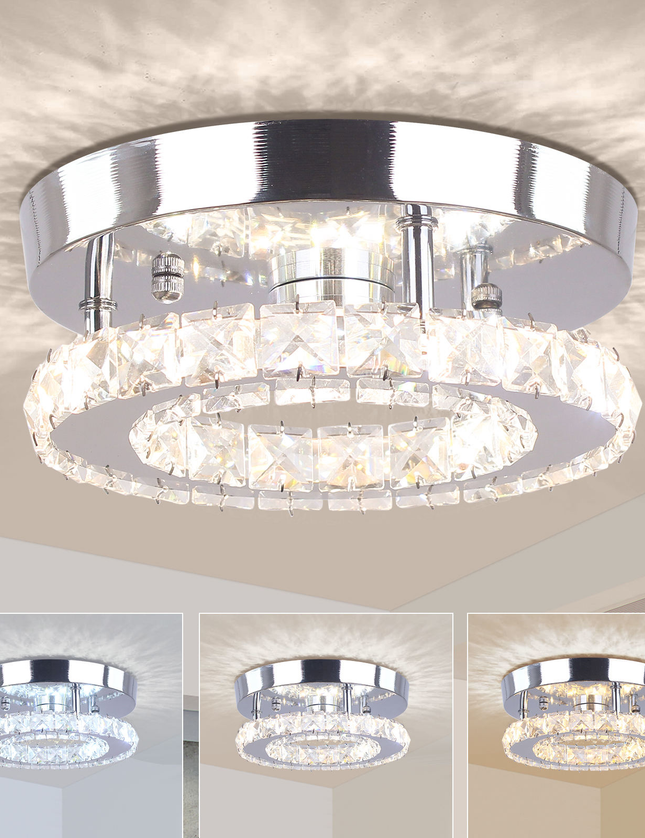 Small Round Crystal Chandelier with Switch Control