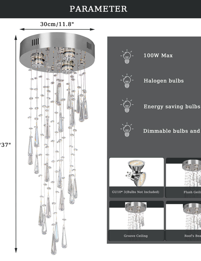 Luxury Modern LED Ceiling Light Crystal Chandelier