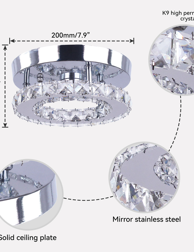 Small Round Crystal Chandelier with Switch Control