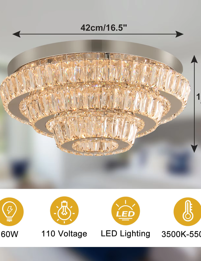 11.8''Modern K9 Crystal LED Ceiling Light
