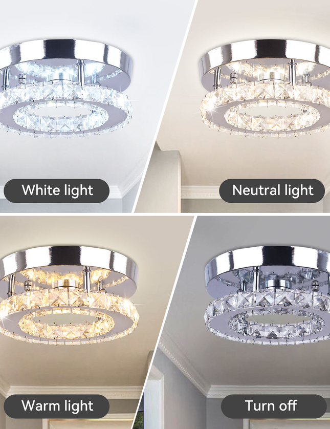 Small Round Crystal Chandelier with Switch Control