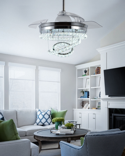 Modern LED dimmable fan light with six speed settings