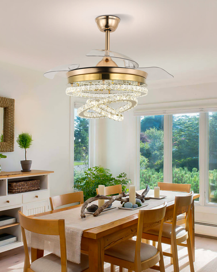 Modern LED dimmable fan light with six speed settings