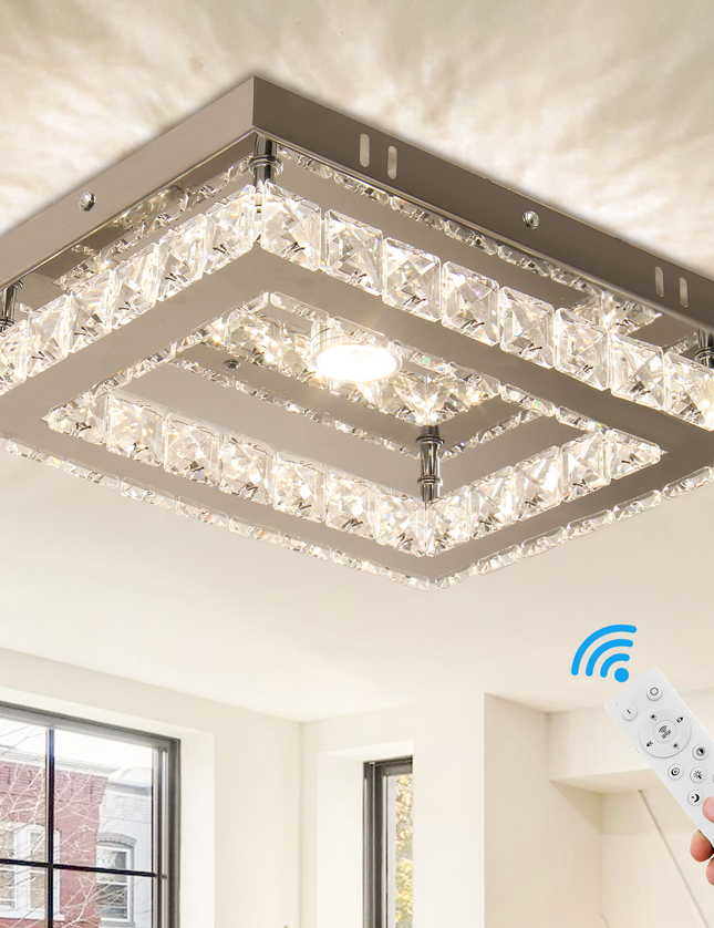 Luxury LED Single Rectangular Crystal Ceiling Light