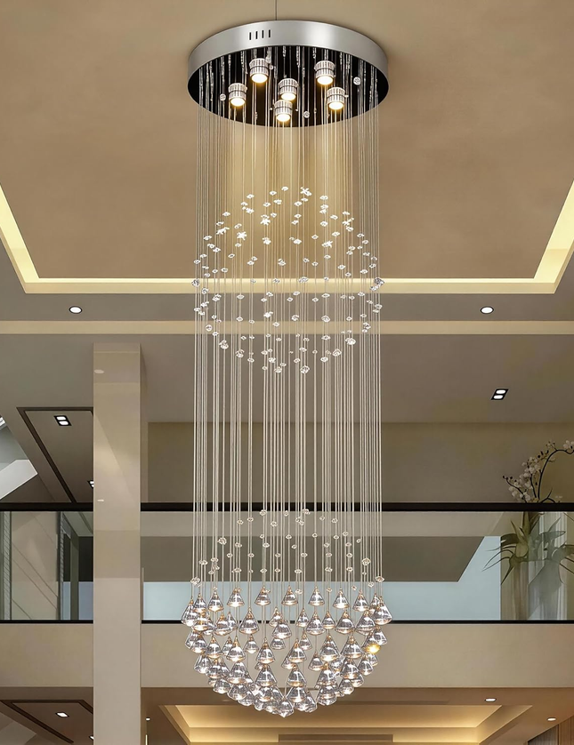 Luxury Raindrop Chandelier – 50x160cm – Flush Mount for Staircase/Foyer