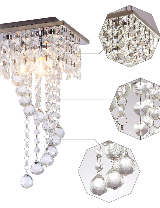 Chandelier Square Shape Crystal Ceiling Light