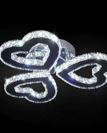 Nordic 3 Hearts Crystal Ceiling Light