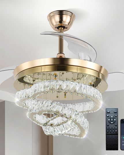 42'' Modern K9 Crystal LED Ceiling Fan with Light