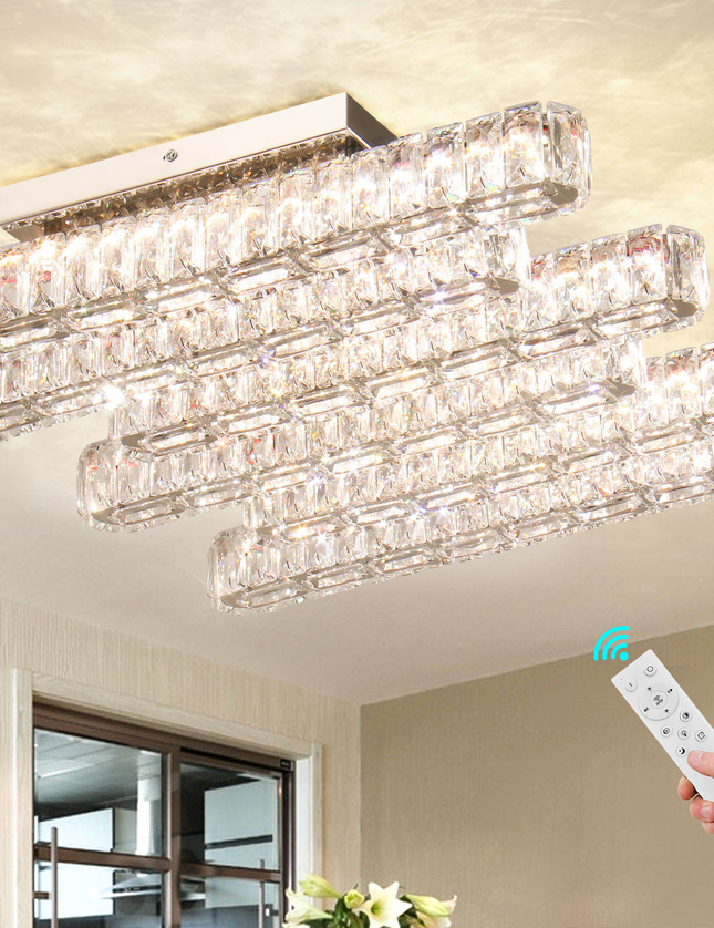 Long Square Design K9 Crystal LED Ceiling Light