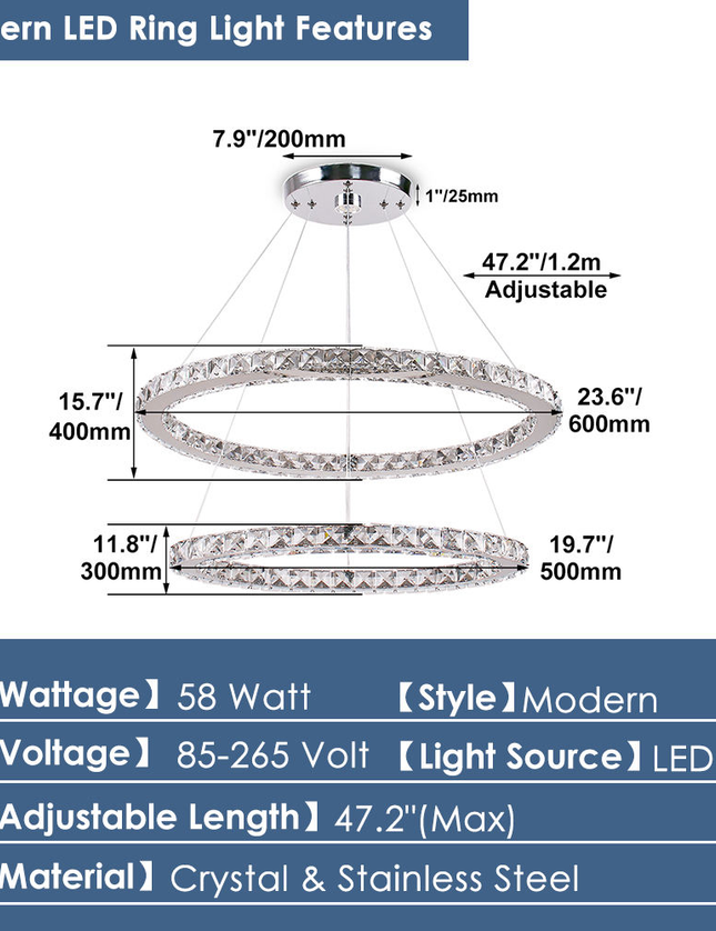 Ring Shape LED Crystal Chandelier
