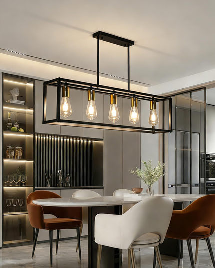 Black 5-Light Rustic Industrial Chandelier E27 for Dining Kitchen Island Bedroom