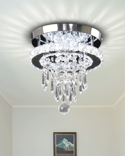Small Round Modern K9 Crystal Ceiling Light
