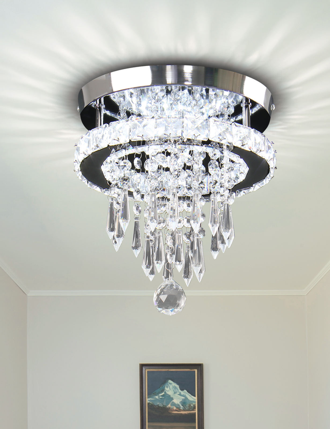 Small Round Modern K9 Crystal Ceiling Light