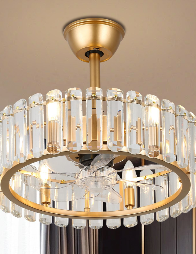 Goldene LED-Deckenventilatorleuchte E12 mit Fernbedienung