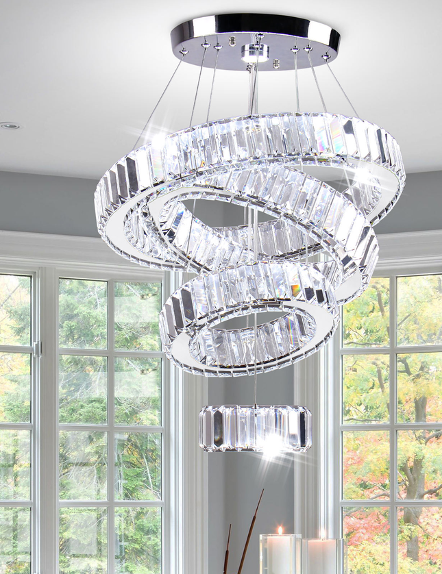 Modern Luxury 4-Ring Pendant Chandelier