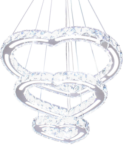 3 Hearts Rings K9 Crystal Pendant Light