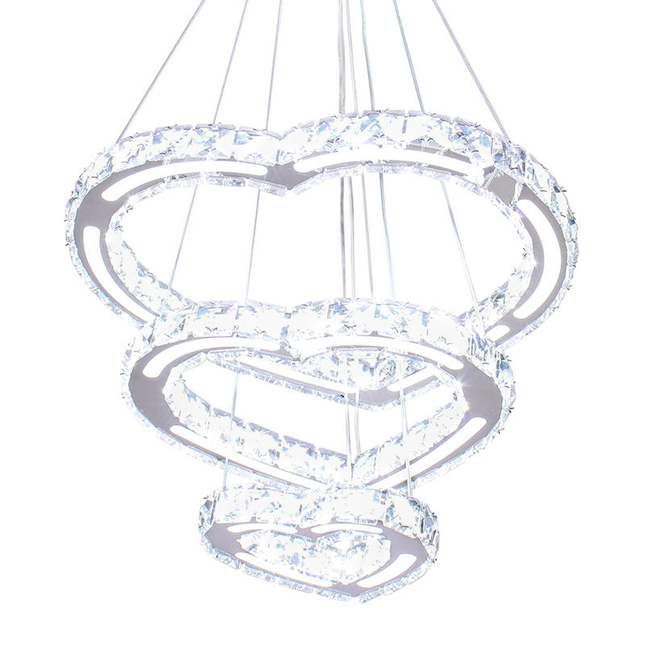 3 Hearts Rings K9 Crystal Pendant Light