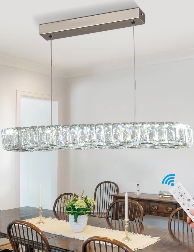 Suspended LED Crystal Line Chandelier