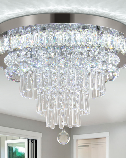 Contemporary Luxury K9 Crystal Flush Mount Ceiling Light