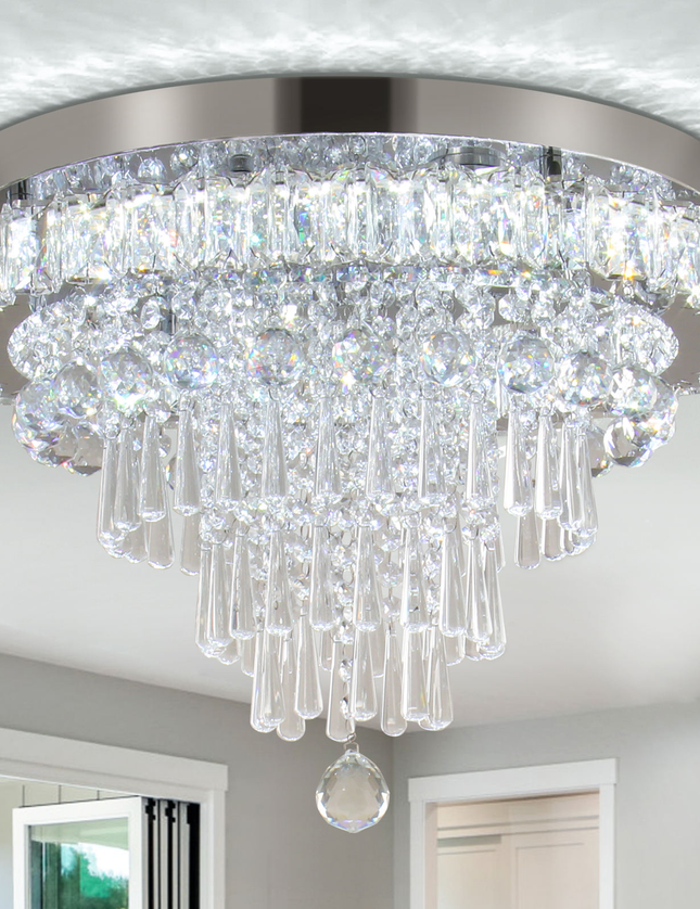 Contemporary Luxury K9 Crystal Flush Mount Ceiling Light
