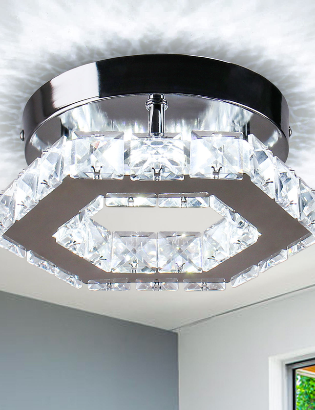 LED Pendant Light Hexagonal Crystal Ceiling Light
