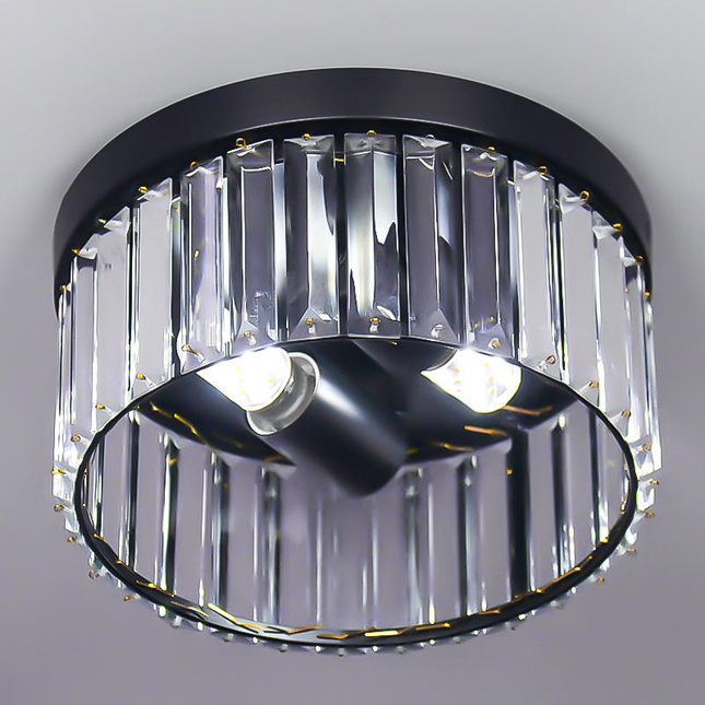 LED Ceiling Light Luxury Black K9 Crystal Chandelier