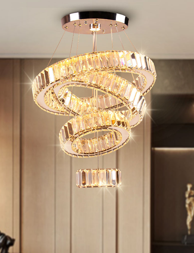 Modern Luxury 4-Ring Crystal Chandelier