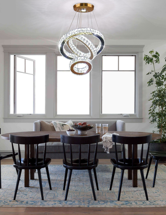 Modern 3-Ring K9 Crystal LED Chandelier