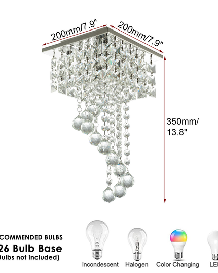 Chandelier Square Shape Crystal Ceiling Light