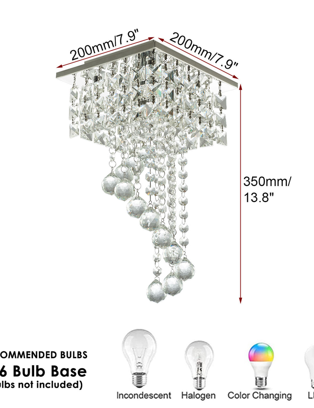 Chandelier Square Shape Crystal Ceiling Light