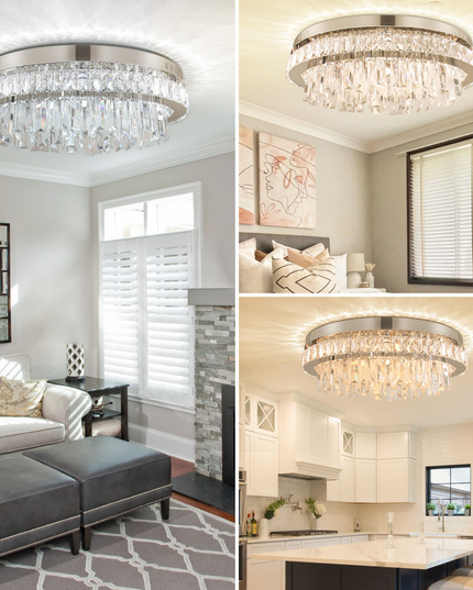 19.6'' Modern Luxury Crystal Hanging Chandelier