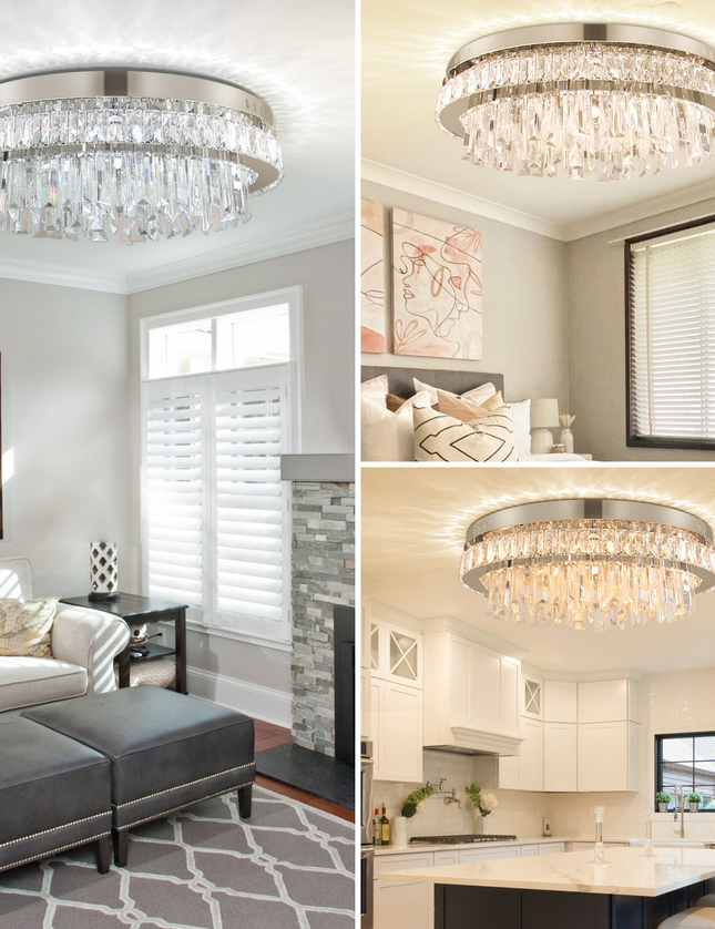 19.6'' Modern Luxury Crystal Hanging Chandelier