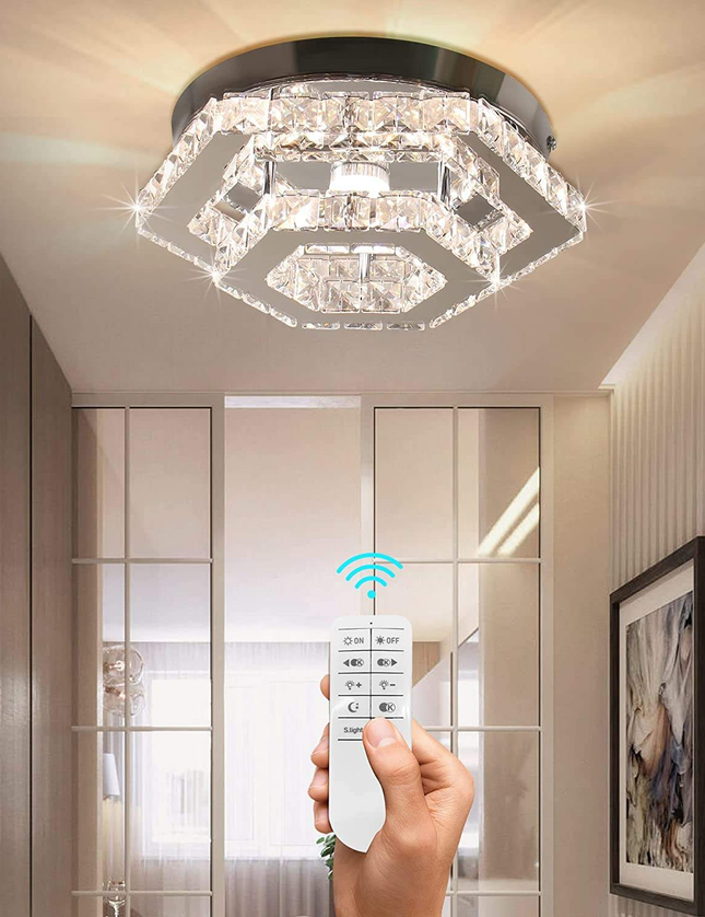 LED Crystal Lamp Double-Layer Polygonal Ceiling Light