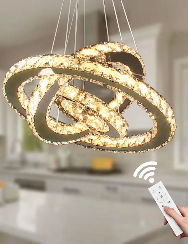 Modern 3-Ring Round K9 Crystal Pendant Chandelier