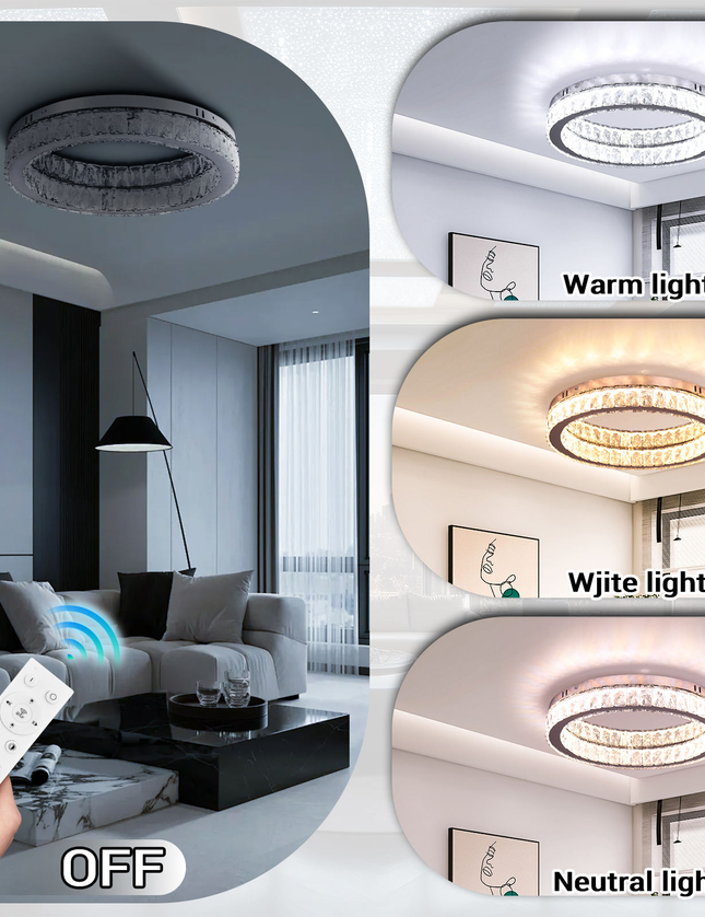 Round LED K9 Crystal Ceiling Light