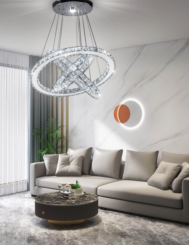 Modern 2-Circular Elegant Crystal Chandeliers