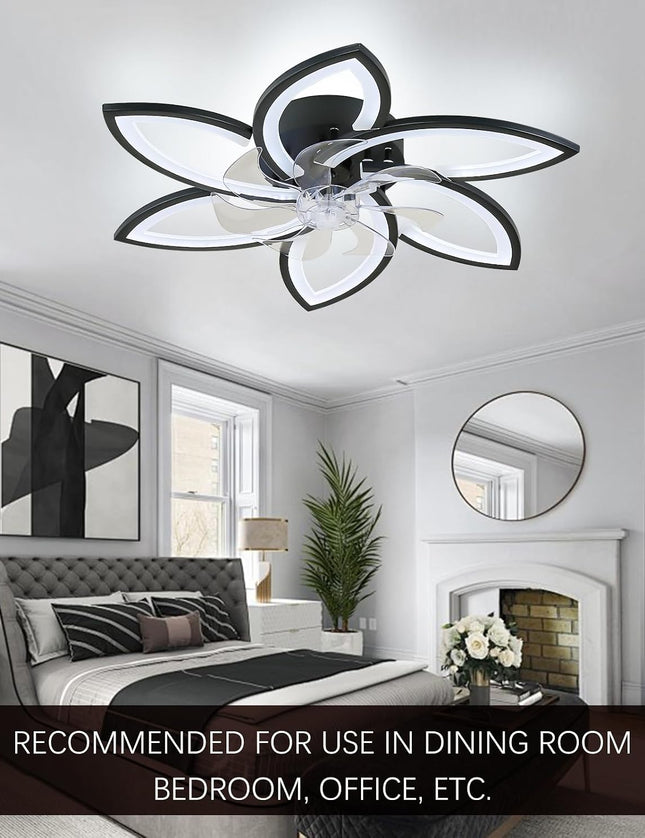 29.1" Black Flush Mount Fan Light with Remote
