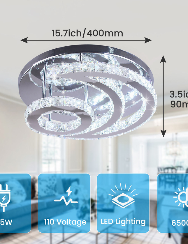 Moon Shape LED Crystal Ceiling Light