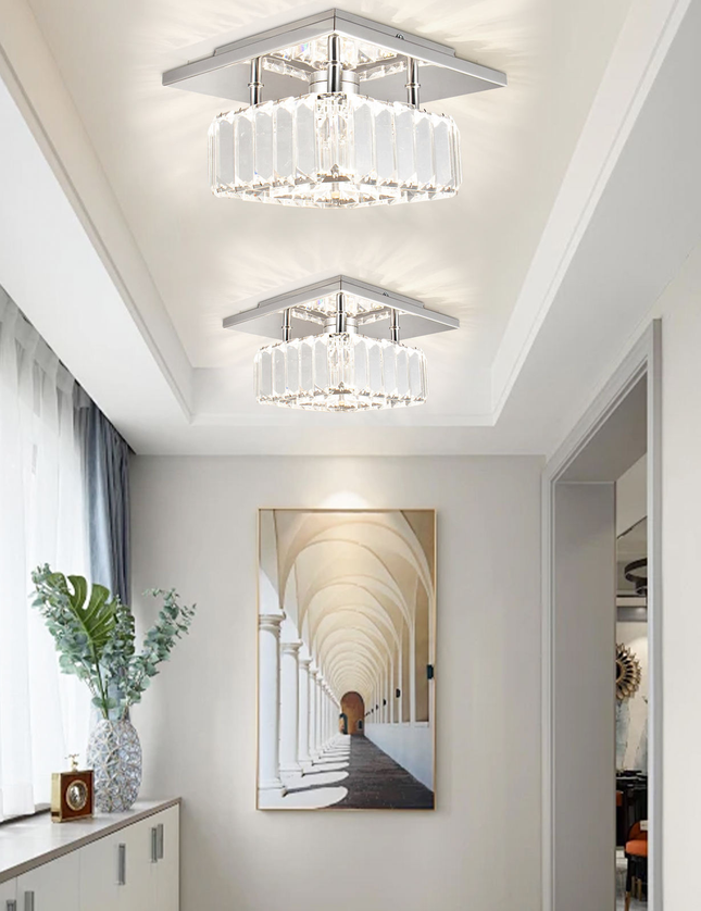 7.8" Modern Square K9 Crystal LED Ceiling Light