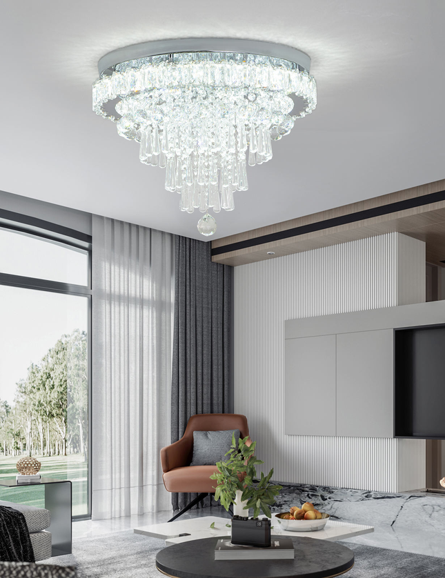 Contemporary Luxury K9 Crystal Flush Mount Ceiling Light