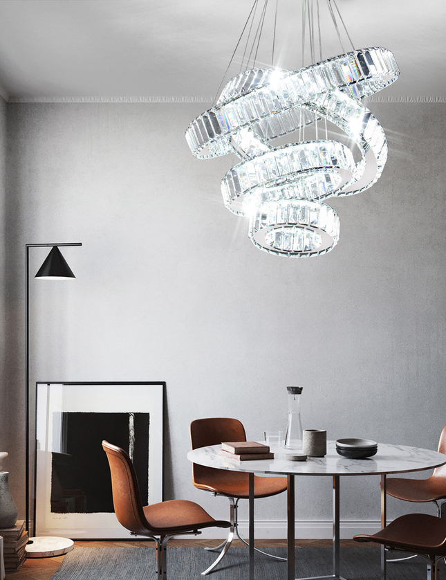 Modern Luxury 4-Ring Crystal Chandelier