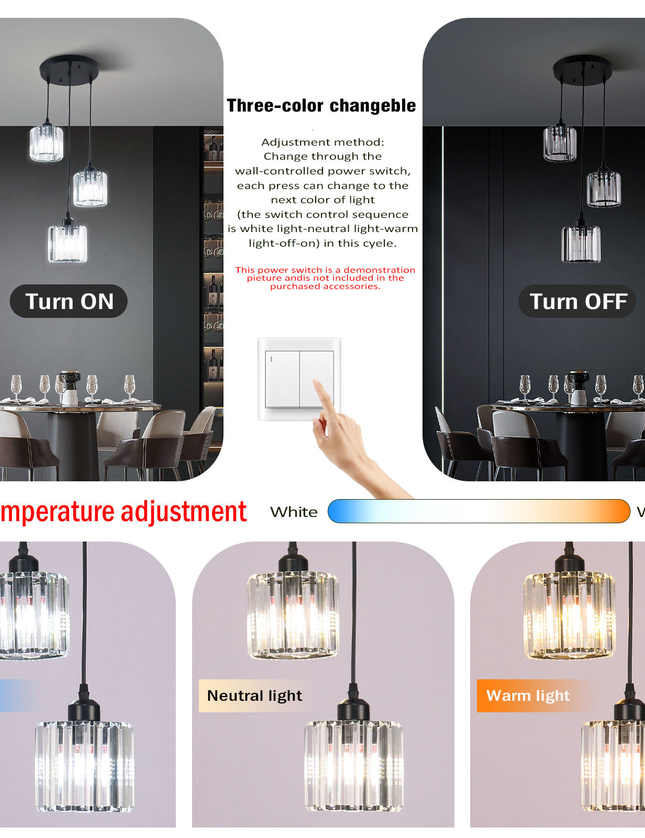 3 Heads Crystal Chandelier Ceiling Light