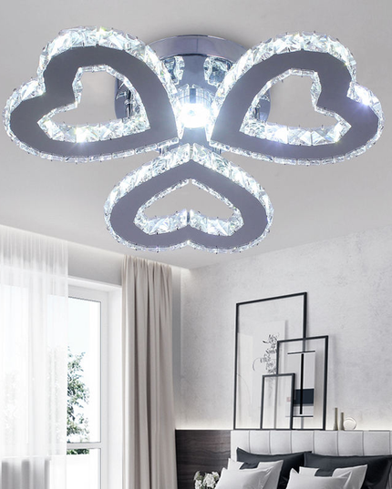 Nordic 3 Hearts Crystal Ceiling Light