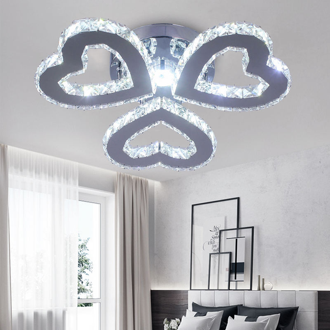 Nordic 3 Hearts Crystal Ceiling Light